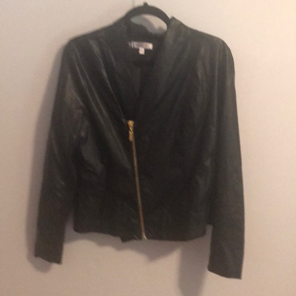 Jennifer Lopez faux leather zip jacket